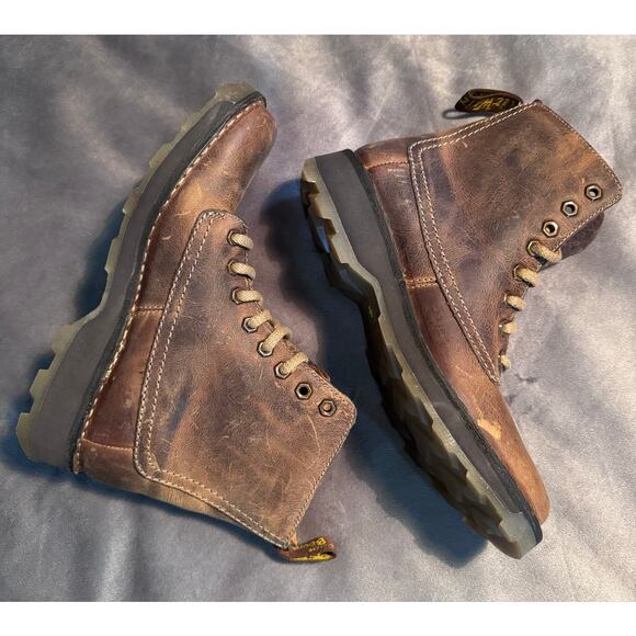 Dr Martens Jasper Airwair Distressed Brown Leather 8 Eye Lace Boots Men 7 39 EU main image 4